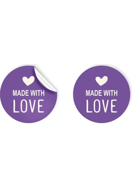 Kuşe Sticker Paketleme & Kargo Etiketi (4X4CM) 48 Adet - Made With Love - 05 -