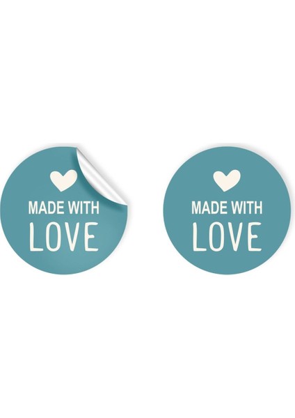 Kuşe Sticker Paketleme & Kargo Etiketi (4X4CM) 48 Adet - Made With Love - 01 -