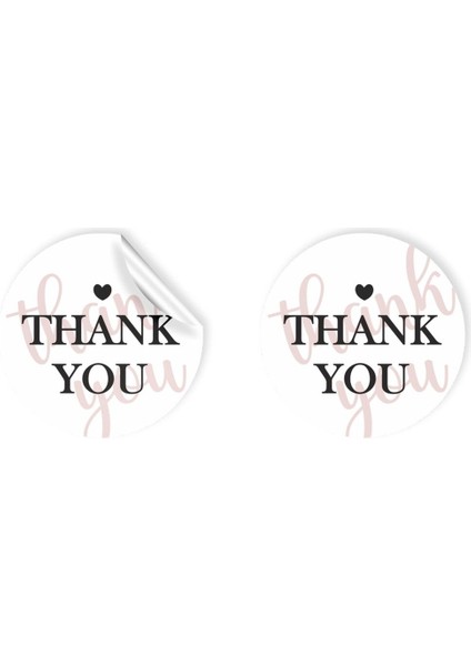 Kuşe Sticker Paketleme & Kargo Etiketi (4X4CM) 48 Adet - Thank You -