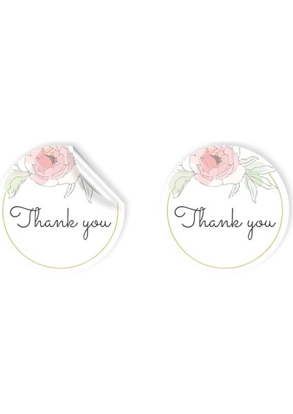 Kuşe Sticker Paketleme & Kargo Etiketi (4X4CM) 48 Adet - Thank You - 01 -