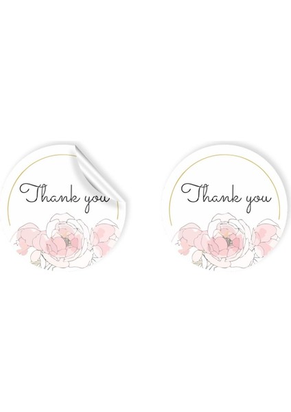 Kuşe Sticker Paketleme & Kargo Etiketi (4X4CM) 48 Adet - Thank You - 02 -