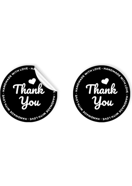 Kuşe Sticker Paketleme & Kargo Etiketi (4X4CM) 48 Adet - Thank You - 03 -