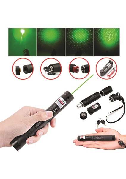 Şarjlı Yeşil Lazer Yakıcı Pointer 15 Km Lazer 1000 Mv (4825)
