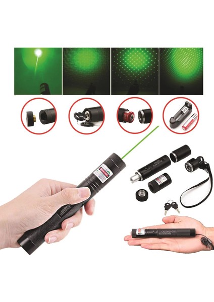 Şarjlı Yeşil Lazer Yakıcı Pointer 15 Km Lazer 1000 Mv (4825)