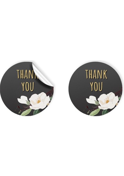 Kuşe Sticker Paketleme & Kargo Etiketi (4X4CM) 48 Adet - Thank You - 02 -