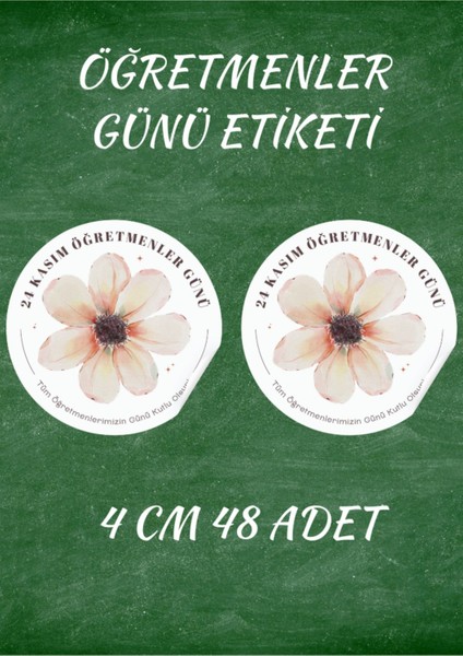 Öğretmenler Günü Etiketi Sticker 4 cm 48 Adet - 03 -