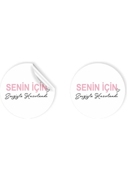 Kuşe Sticker Paketleme & Kargo Etiketi (4X4CM) 48 Adet - Senin Için Sevgiyle Hazırlandı -