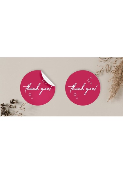 Kuşe Sticker Paketleme & Kargo Etiketi (4X4CM) 48 Adet - Thank You - 2 -