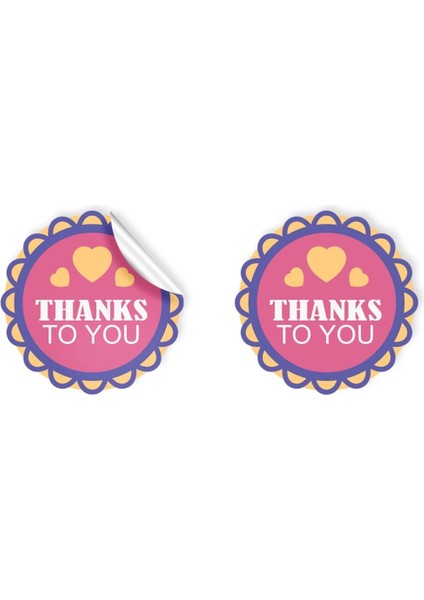 Kuşe Sticker Paketleme & Kargo Etiketi (4X4CM) 48 Adet - Thanks To You - 07 -