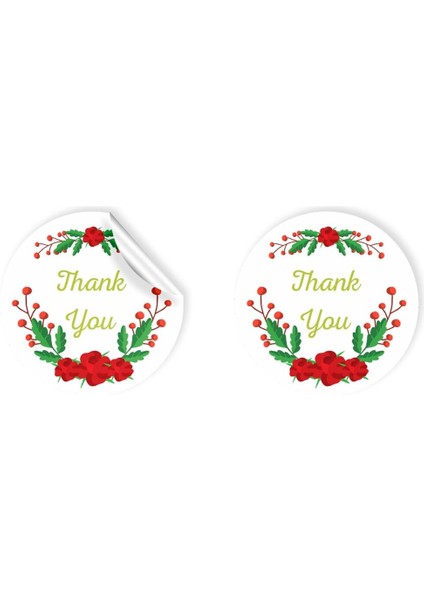 Kuşe Sticker Paketleme & Kargo Etiketi (4X4CM) 48 Adet - Thank You - 01 -