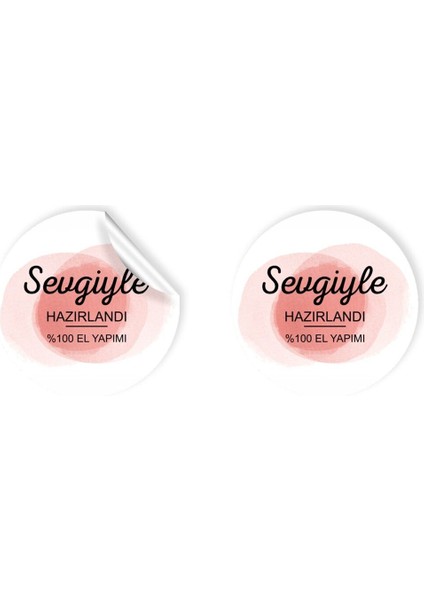Kuşe Sticker Paketleme & Kargo Etiketi (4X4CM) 48 Adet - Sevgiyle Hazırlandı -
