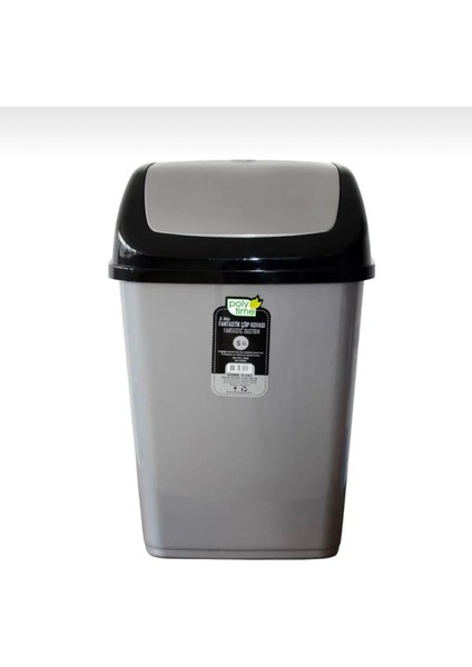 Fantastik Sallanır Kapak Plastik Banyo,mutfak Çöp Kovası Kutusu 5 Lt Antrasit