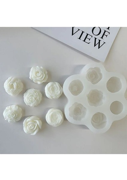 Şakayık Gül Mum Silikon Kalıbı , Çoklu Şakayık Mum Silikon Kalıbı Mini Boy