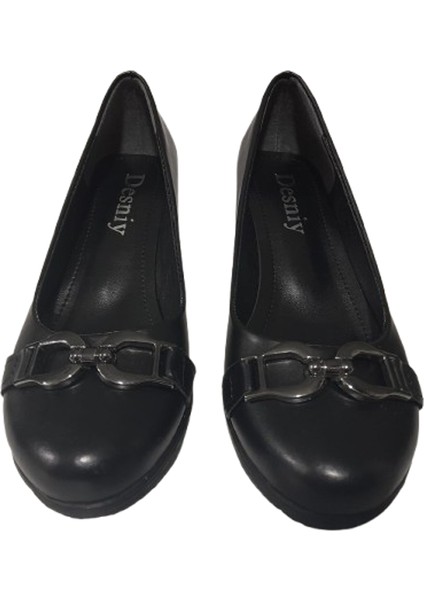 Kadın Siyah Metal Işlemeli Kısa Dolgu Topuklu Abiye Ayakkabı modelleri