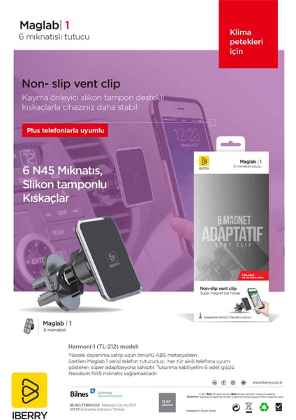 Maglab1 M01 Klipsli Manyetik Araç Içi Telefon Tutucu