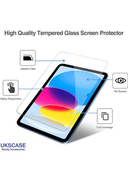 iPad 10. Nesil 2022 A2696/A2757/A2777 10.9'' Uyumlu Tempered Cam Ekran Koruyucu 2 Adet