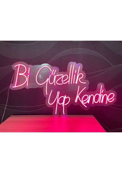 Neon LED Tabela Dekoratif Aydınlatma -Bi Güzellik Yap Kendine, 100X45CM-