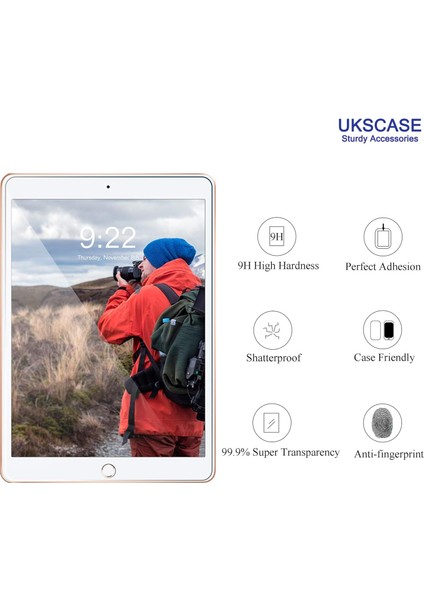 iPad 9. 8. 7. Nesil (10.2'' iPad 9/8/7, 2021&2020&2019) Tempered Cam Ekran Koruyucu 2 Adet