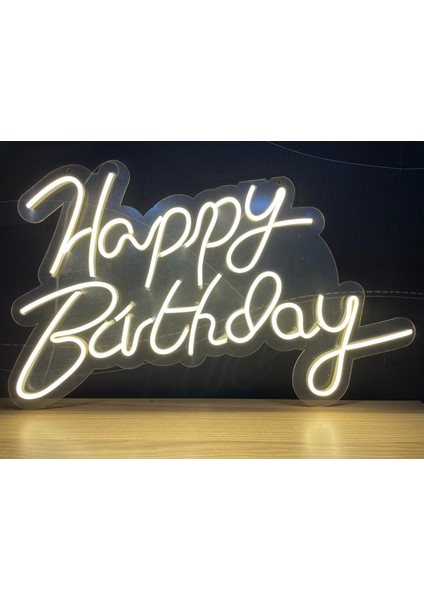 Neon LED Tabela Dekoratif Aydınlatma -Happy Birthday, 90X70CM-