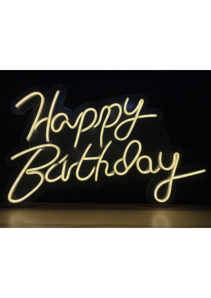 Neon LED Tabela Dekoratif Aydınlatma -Happy Birthday, 90X70CM-