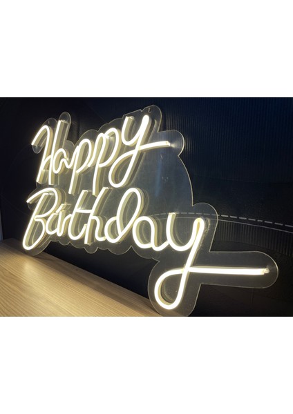 Neon LED Tabela Dekoratif Aydınlatma -Happy Birthday, 90X70CM-