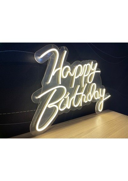 Neon LED Tabela Dekoratif Aydınlatma -Happy Birthday, 90X70CM-