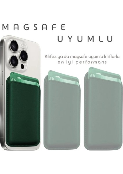 Magsafe Deri Cüzdan iPhone 11/12/13/14/15/16 Serisi Ile Uyumlu Manyetik Kartlık