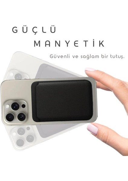 Magsafe Deri Cüzdan iPhone 11/12/13/14/15/16 Serisi Ile Uyumlu Manyetik Kartlık