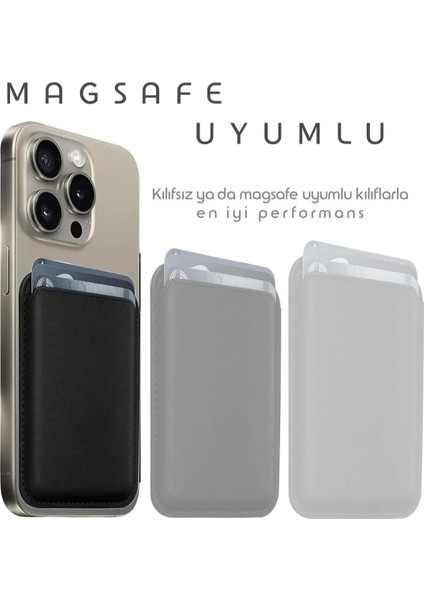 Magsafe Deri Cüzdan iPhone 11/12/13/14/15/16 Serisi Ile Uyumlu Manyetik Kartlık