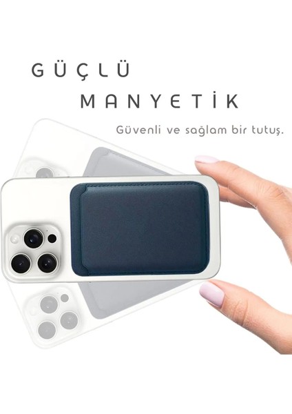 Magsafe Deri Cüzdan iPhone 11/12/13/14/15/16 Serisi Ile Uyumlu Manyetik Kartlık