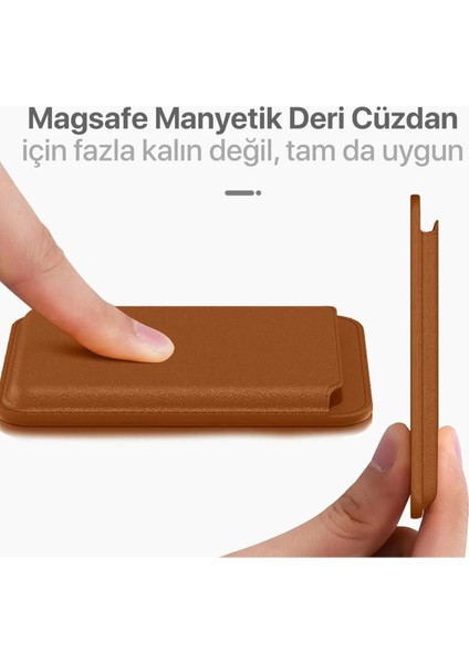 Magsafe Deri Cüzdan iPhone 11/12/13/14/15/16 Serisi Ile Uyumlu Manyetik Kartlık