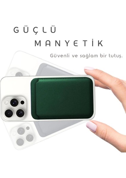 Magsafe Deri Cüzdan iPhone 11/12/13/14/15/16 Serisi Ile Uyumlu Manyetik Kartlık