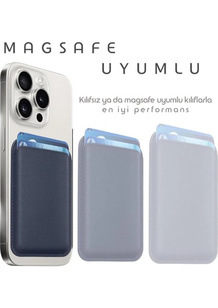 Magsafe Deri Cüzdan iPhone 11/12/13/14/15/16 Serisi Ile Uyumlu Manyetik Kartlık