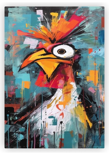 Deli Horoz Soyut Ahşap Poster 20X29 cm