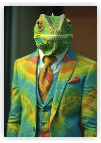 Modern ve Cool Bukalemun Ahşap Poster 20X29 cm