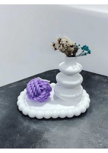 Ayd Bubble Sunum Tabağı Takılık Süslük Dekoratif Spiral Vazo Örgü Mum %100 Soya Wax & Taş Tozu