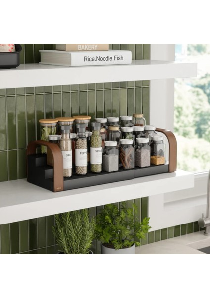 Bellwood Üç Katlı Baharat Rafı Siyah/ceviz Renk modelleri