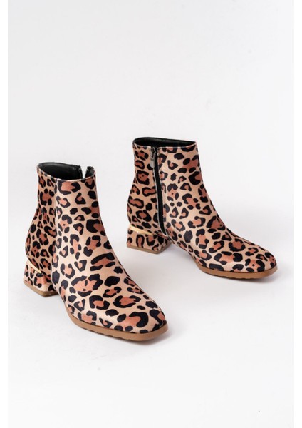 RM-500 Leopar Topuklu Fermuarlı Günlük Kadın Bot fırsatları