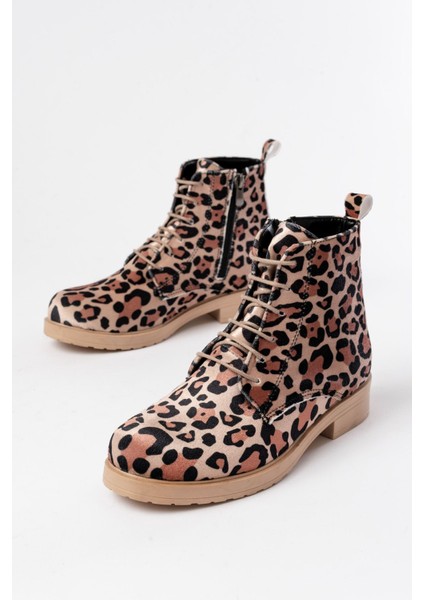165-225 Leopar Bağcıklı Fermuarlı Günlük Kadın Bot modelleri