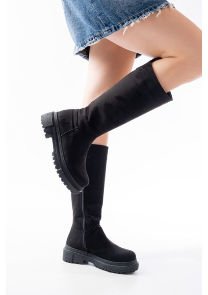 812-340 Siyah Süet Fermuarlı Günlük Kadın Çizme fırsatları