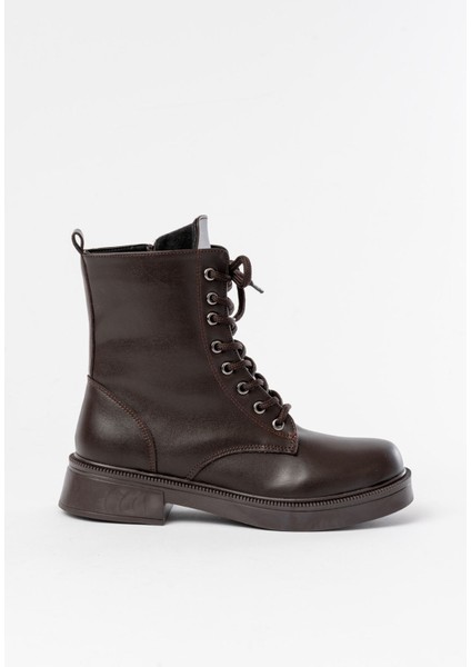 02-356 Kahve Düz Topuklu Bağcıklı Fermuarlı Günlük Kadın Bot fırsatları