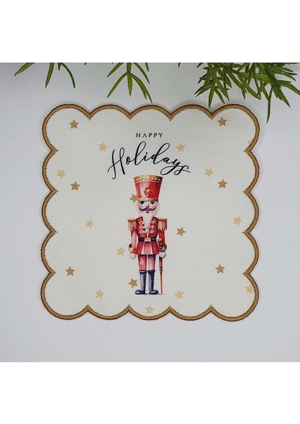 Sulu Boya Kurşun Asker ve Slogan Tasarımlı Nakış Kenar Kokteyl Peçetesi 1 Adet