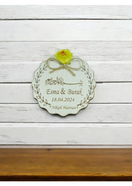 Ahşap Magnet Oval Söz, Nişan, Kına, Nikah, Bebek Doğum Besmele Detaylı 25 Adet