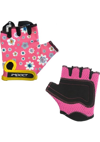 Flower Çocuk Kısa Parmak Eldiven - Pembe - Xs