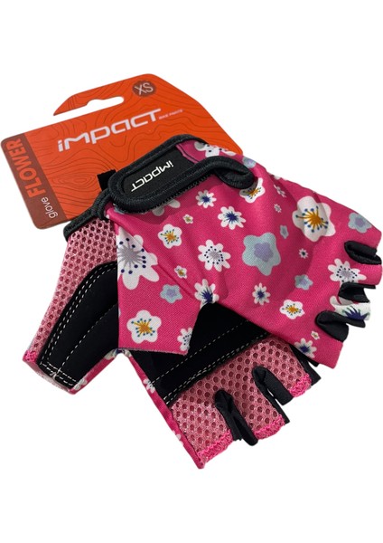 Flower Çocuk Kısa Parmak Eldiven - Pembe - Xs