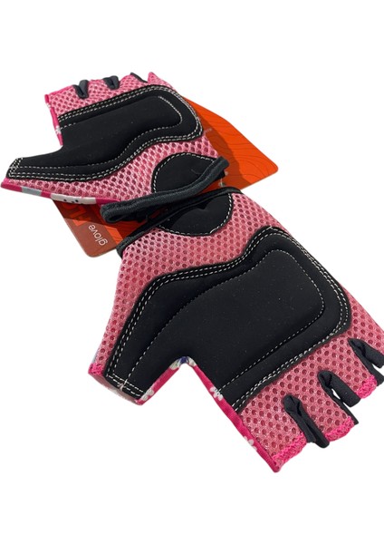 Flower Çocuk Kısa Parmak Eldiven - Pembe - Xs
