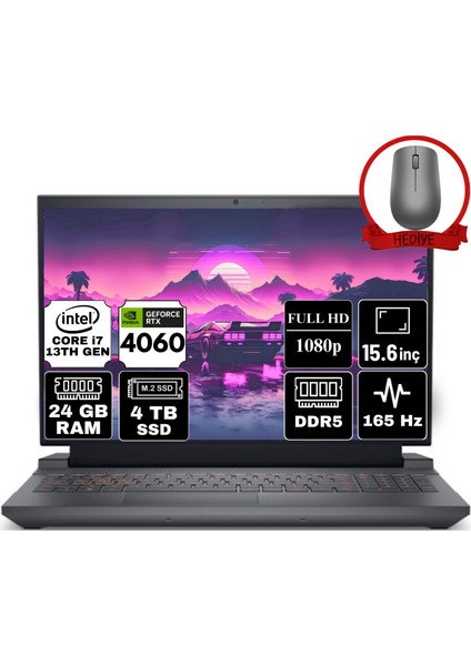 Gaming G15 5530 Intel Core I7-13650HX 24GB 4tb SSD RTX4060/8GB 15.6" Full Hd 165Hz W11H Gaming Laptop G155530013U-A34