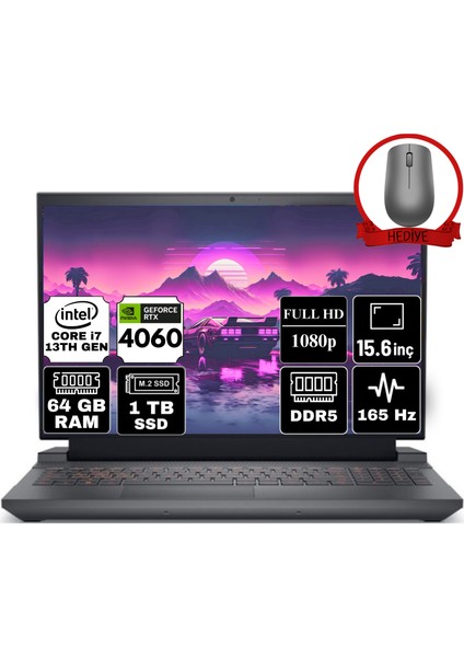 Gaming G15 5530 Intel Core I7-13650HX 64GB 1tb SSD RTX4060/8GB 15.6" Full Hd 165Hz W11H Gaming Laptop G155530013U-A48