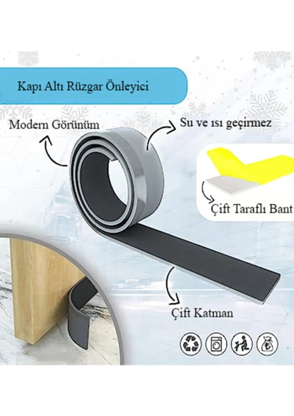 2 Adet Gri Kapı Altı Rüzgar Soğuk Önleyici Eva Toz Tutucu Koku Önleyici