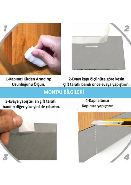 1 Adet Gri Kapı Altı Rüzgar Soğuk Önleyici Eva Toz Tutucu Koku Önleyici